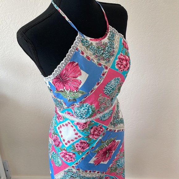 VINTAGE Y2K FLORAL HANDKERCHIEF DRESS SIZE SMALL - Picture 6 of 8